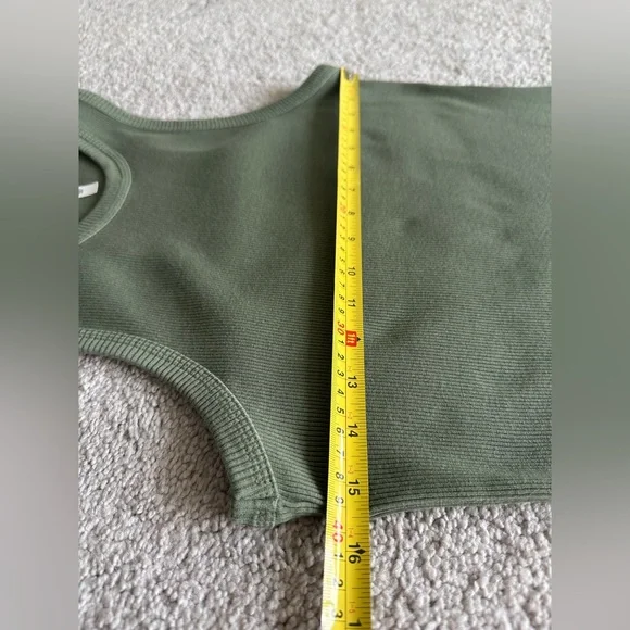 Pact Favorite Rib Racerback Tank Ribbed Midi Dress Olive Green Sz XS - Picture 6 of 7